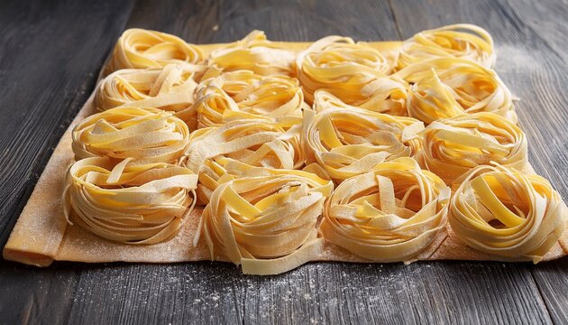 Traditional Italian Uncooked Egg Pasta Laid Out For Drying Or Further Preparation - Powered by Adobe