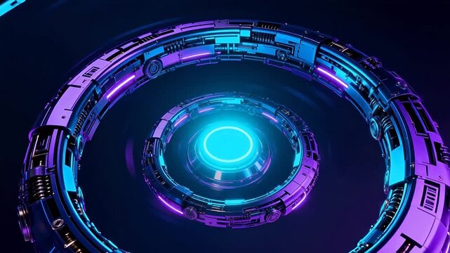 Futuristic circular mechanical structure