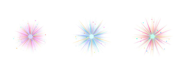 Colorful Starbursts with Transparent Background Pink, Blue and Red Concentric Shapes