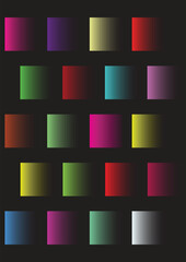 Abstract design with colorful gradient squares in a grid pattern on a black background, artistic and modern