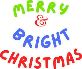 Cute bright colorful Merry christmas lettering typography text