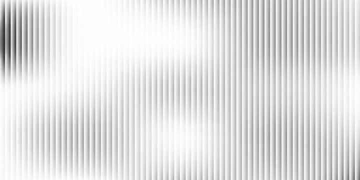 Acrylic satin corrugated glass texture light gray background. Blurred soft ribbed transparent striped door window overlay. Metal silver reeded polycarbonate sheet. Abstract vertical gradient pattern