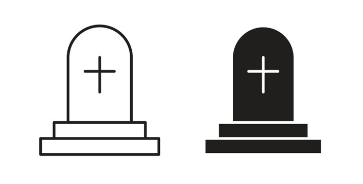 Tombstone icons set. Simple line vector illustration