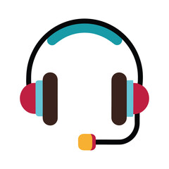 Headset with mic icon, headphones on a white background