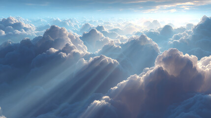 A view of soft clouds with bright sunlight in the clear sky