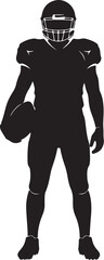 Black silhouette of an American football player holding a ball on a white background vector illustration on transparent background