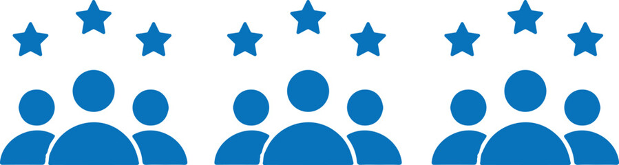 three set people bule rating stars icons vector design logo art