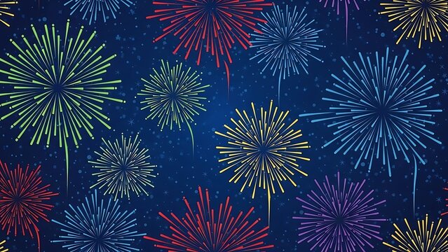 Vibrant fireworks display against a dark night sky