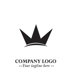 Obraz premium Elegant Black Crown Logo Symbol on a Clean White Background for Premium Branding Design