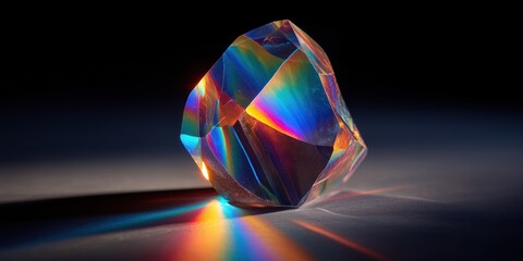Prismatic Gemstone: Capturing the mesmerizing beauty of a cut gemstone, displaying a captivating spectrum of colors. Showcasing the intricate facets and the play of light.