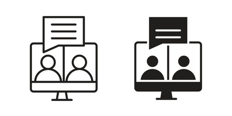 Online meeting icon on white background. Stock vector icon