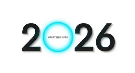 Vibrant 2026 happy new year celebration with colorful glowing numbers against a dark background creating a festive atmosphere