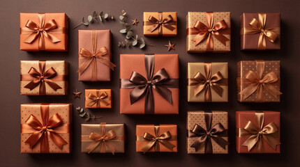 An assortment of elegantly wrapped gifts showcasing intricate designs and vibrant ribbons, ideal for celebrating special occasions and evoking feelings of joy and surprise.