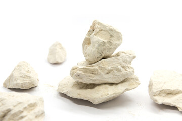  White clay pieces in white background
