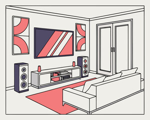 Stylish living room interior design showcasing modern furniture and decor, creating a comfortable and inviting space for relaxation and entertainment