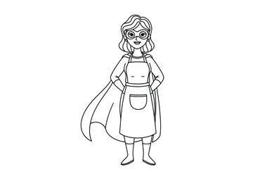 Fototapeta premium Empowered Superwoman Line Art Illustration Celebrating Women’s Rights