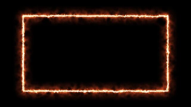 Glowing neon thunder light rectangle frame animation isolated on black background