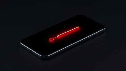 Smartphone with glowing red keyhole icon on screen — mobile security and access concept