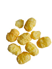 Round shape corn coconut puffs crackers isolated on transparent background