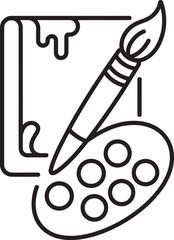 Artistic tools brush palette and canvas icon