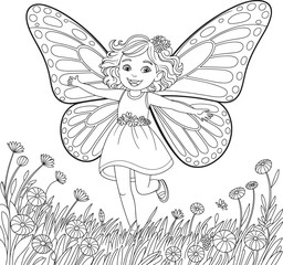 butterfly fairy amongst delicate flowers whimsical
