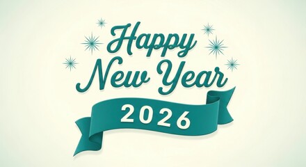 Golden 2026 new year greeting with glittering particles on a dark purple background for festive season