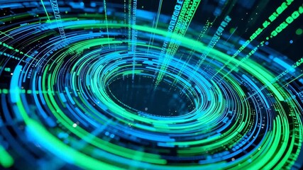 Digital data tunnel with binary code - Powered by Adobe