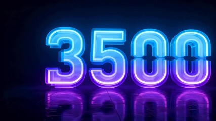 Neon glowing number 3500