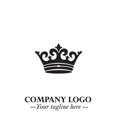 Elegant Black Crown Logo Symbol on a Clean White Background for Premium Branding Design