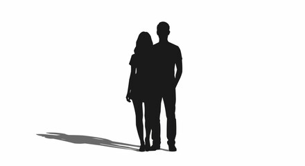 Silhouette of a Couple Standing Together in Harmony.