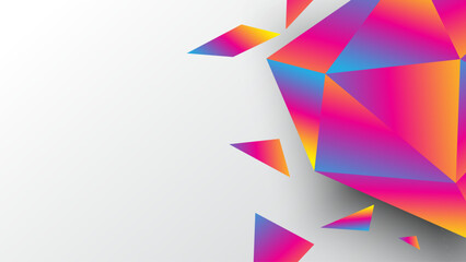Polygon shape fractal background. Abstract diamond crack banner design. Colorful 3D triangle gem