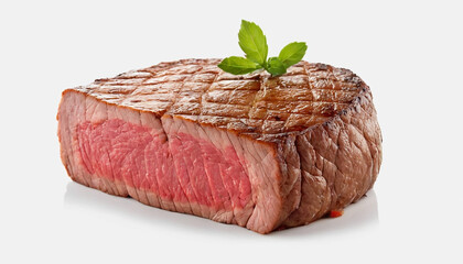 Raw cooked meat steak sliced and salt added served on the black table
3