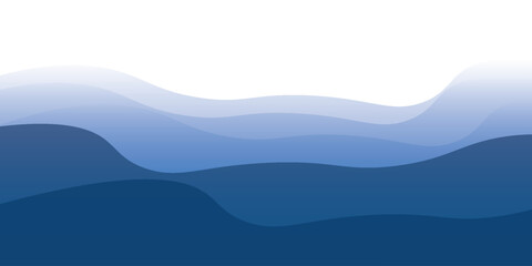 Layered waves of the blue ocean or sea with varying white gradient effects. Ideal for beach design templates. Vector water art background for summer sales or promotional banners featuring.