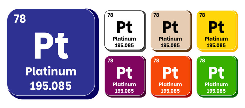 Pt, Platinum element vector icon set, periodic table element. Vector illustration EPS 10 File. Isolated on white background.