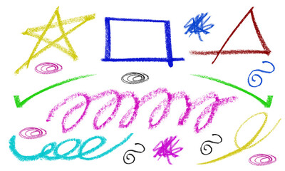 Variety of Chalk Drawn Shapes and Symbols