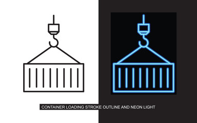 Container crane icon outline and neon style vector