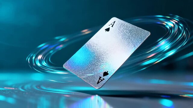Glowing playing card in motion