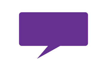 Purple rectangular speech bubble for chat messages, comments, communication graphics, and social media design elements