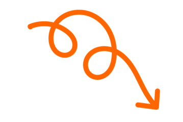 Orange curly downward arrow