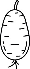 Minimalist hand drawn jicama outline icon vector
