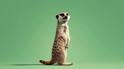 Alert Meerkat Standing Guard in Studio Setting.