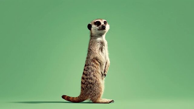 Alert Meerkat Standing Guard in Studio Setting.