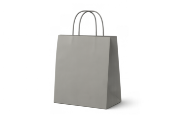 Blank white paper shopping bag mockup, transparent background, clean packaging template for retail design or gift items