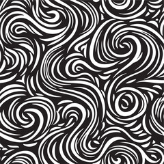 Fototapeta premium Abstract black and white swirl pattern seamless vector background design