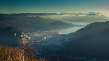 landscape climbing poggio croce during winter, italy