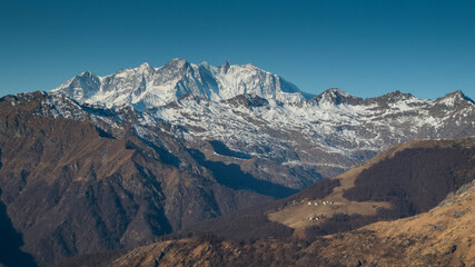 landscape climbing poggio croce during winter, italy