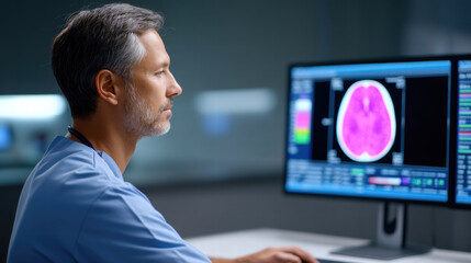 AI for radiology diagnostics uses digital interface to enhance medical imaging analysis with precision and efficiency