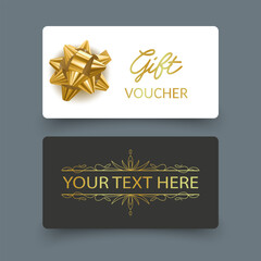 Elegant Gift Voucher Sale with Golden Simple design. Design for invitation, certificate, gift coupon, ticket or voucher
