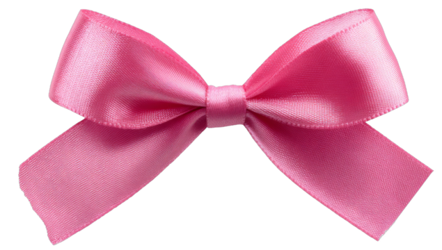 Pink Satin Bow on Transparent Background Elegant Decorative Ribbon