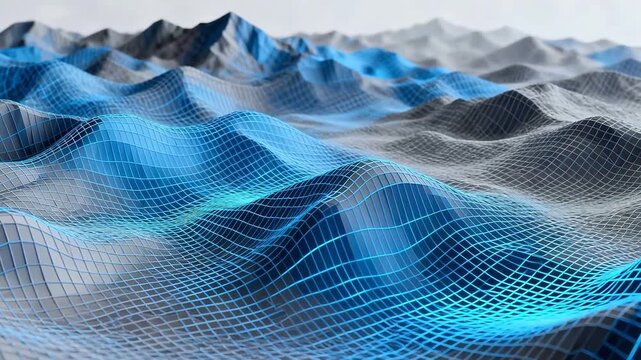 Digital landscape with grid pattern
